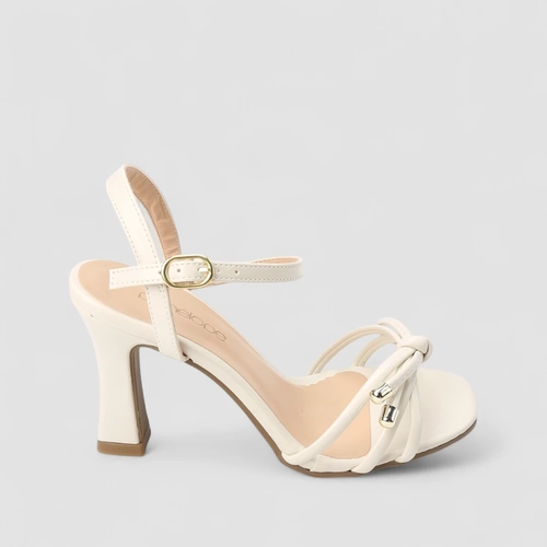 Sandália Feminina Penélope Salto Bloco Nó Off White