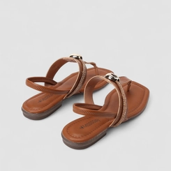 Rasteira Feminina Mississipi Detalhe Bold & Strass Marrom
