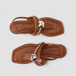 Rasteira Feminina Mississipi Detalhe Bold & Strass Marrom