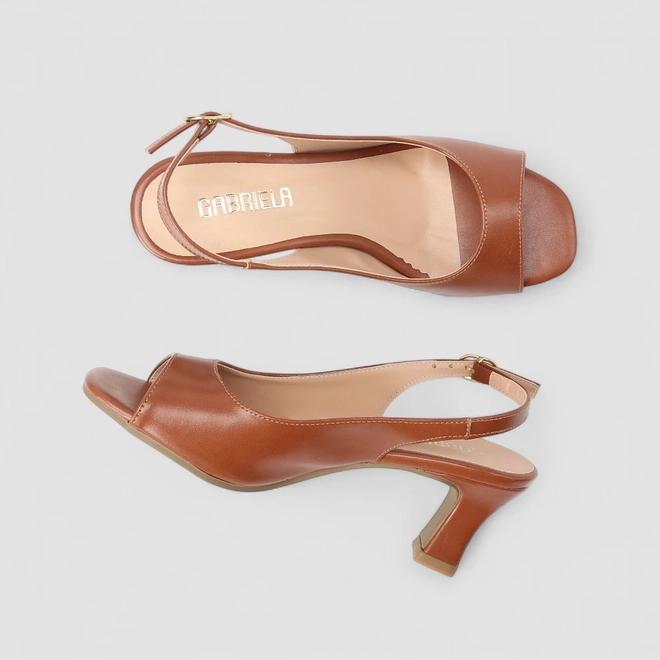 Peep Toe Slingback Feminina Gabriela Marrom