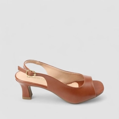 Peep Toe Slingback Feminina Gabriela Marrom