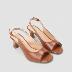 Peep Toe Slingback Feminina Gabriela Marrom