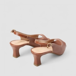 Peep Toe Slingback Feminina Gabriela Marrom