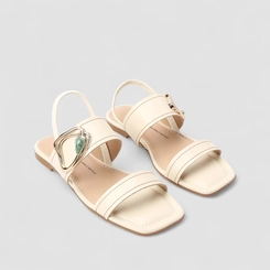 Sandália Rasteira Feminina Dakota Detalhe Pedraria Off White