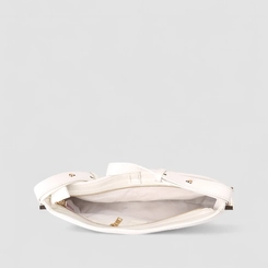 Bolsa Baguete Via Marte Média Verniz Fivela Branco