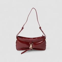Bolsa Baguete Via Marte Média Verniz Fivela Vinho