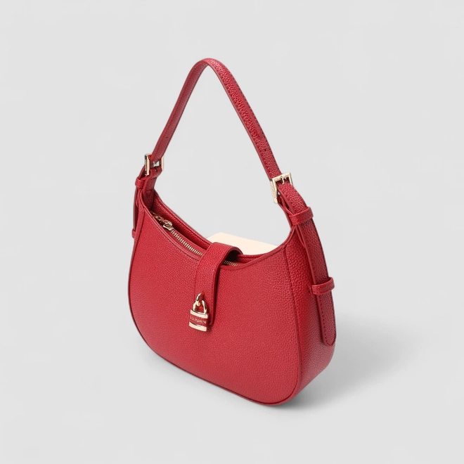Bolsa Hobo Via Marte Média Detalhe Cadeado Vermelho