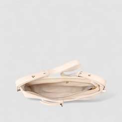 Bolsa Baguete Via Marte Média Verniz Fivela Off White