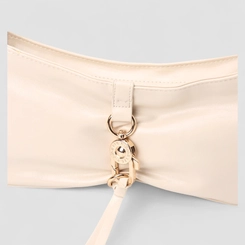 Bolsa Baguete Via Marte Média Verniz Fivela Off White