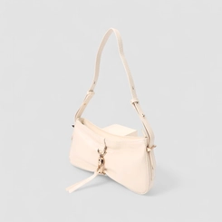 Bolsa Baguete Via Marte Média Verniz Fivela Off White