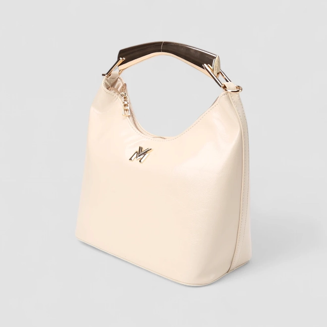 Bolsa Hobo Via Marte Grande Verniz Alça Metalizada Off White