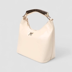 Bolsa Hobo Via Marte Grande Verniz Alça Metalizada Off White