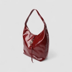 Bolsa Hobo Via Marte Grande Verniz Fivela Vermelho