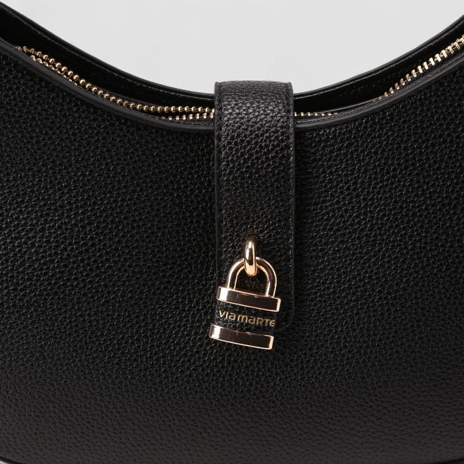 Bolsa Hobo Via Marte Média Detalhe Cadeado Preto