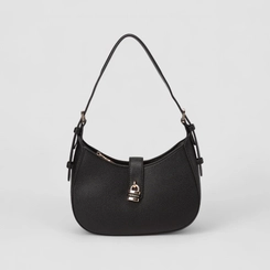 Bolsa Hobo Via Marte Média Detalhe Cadeado Preto