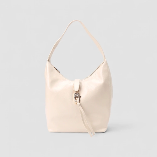 Bolsa Hobo Via Marte Grande Verniz Fivela Off White