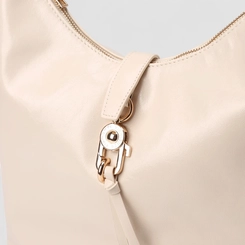 Bolsa Hobo Via Marte Grande Verniz Fivela Off White