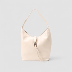 Bolsa Hobo Via Marte Grande Verniz Fivela Off White