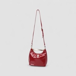 Bolsa Hobo Via Marte Grande Verniz Alça Metalizada Vermelho