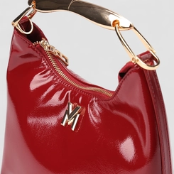 Bolsa Hobo Via Marte Grande Verniz Alça Metalizada Vermelho