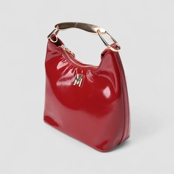 Bolsa Hobo Via Marte Grande Verniz Alça Metalizada Vermelho