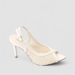 Peep Toe Slingback Feminino Gabriela Ráfia Off White