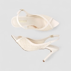 Peep Toe Slingback Feminino Gabriela Ráfia Off White