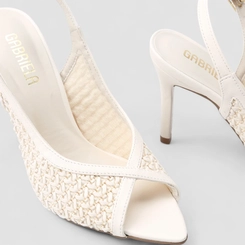 Peep Toe Slingback Feminino Gabriela Ráfia Off White