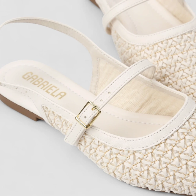 Sapatilha Slingback Feminino Gabriela Tressê Branco