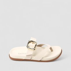 Rasteira Feminina Beira Rio Fivela Dourada Off-White