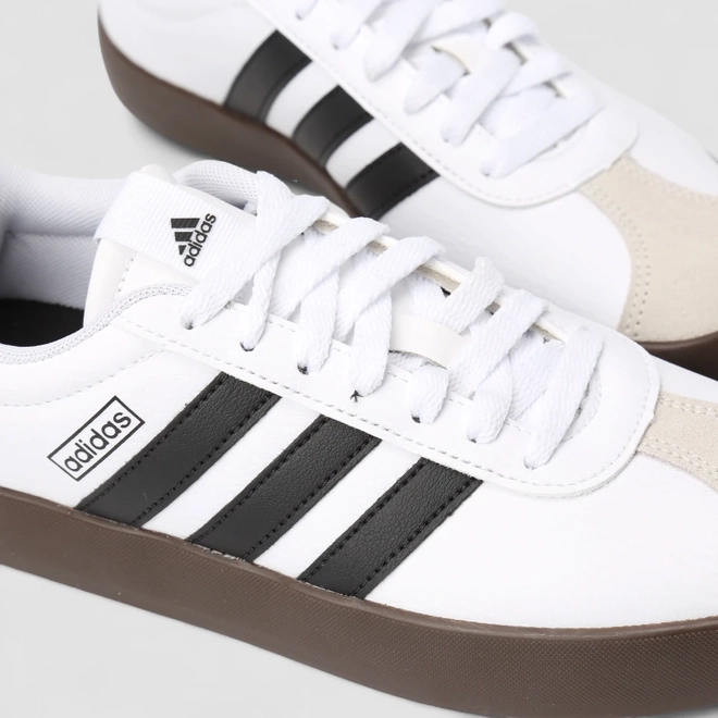 Tênis Casual Feminino Adidas VL Court 3.0 Original Recorte Camurça Branco