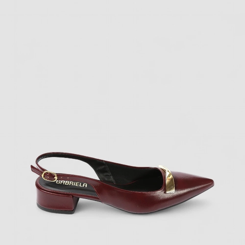 Scarpin Slingback Feminino Gabriela Enfeite Metálico Vinho