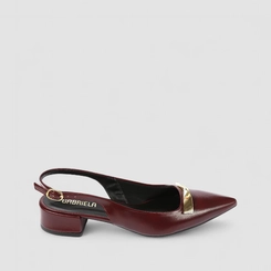 Scarpin Slingback Feminino Gabriela Enfeite Metálico Vinho