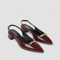 Scarpin Slingback Feminino Gabriela Enfeite Metálico Vinho