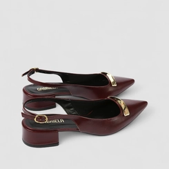 Scarpin Slingback Feminino Gabriela Enfeite Metálico Vinho