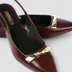 Scarpin Slingback Feminino Gabriela Enfeite Metálico Vinho