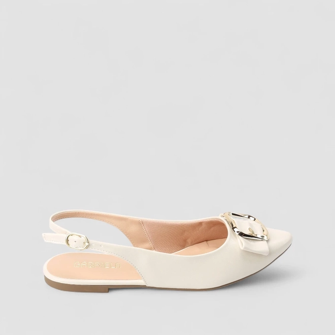 Sapatilha Slingback Feminina Gabriela Fivela Off White