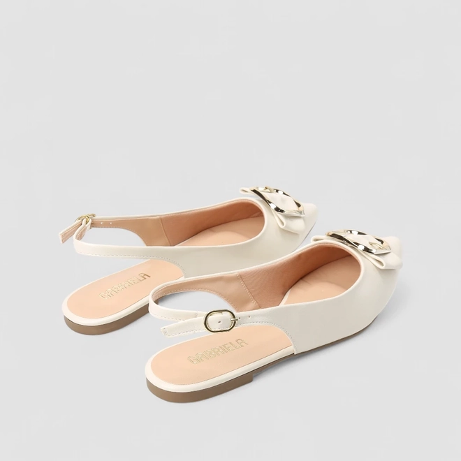 Sapatilha Slingback Feminina Gabriela Fivela Off White