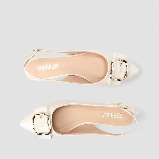 Sapatilha Slingback Feminina Gabriela Fivela Off White