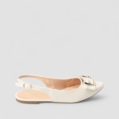 Sapatilha Slingback Feminina Gabriela Fivela Off White