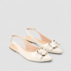 Sapatilha Slingback Feminina Gabriela Fivela Off White