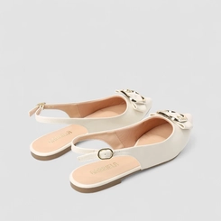 Sapatilha Slingback Feminina Gabriela Fivela Off White