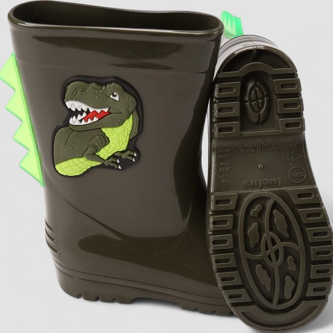 Galocha Infantil Vertus Dinossauro Verde