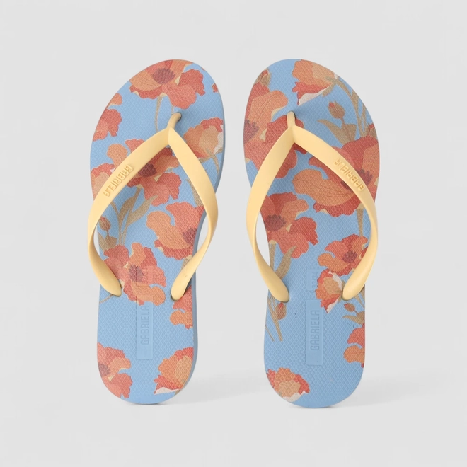 Chinelo Feminino Gabriela Floral Azul
