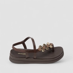 Sandália Feminina Mississipi Flatform Enfeite Metálico Marrom