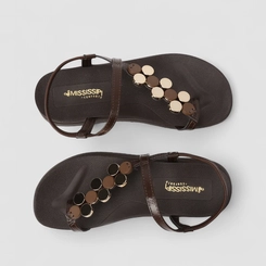 Sandália Feminina Mississipi Flatform Enfeite Metálico Marrom