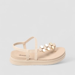 Sandália Feminina Mississipi Flatform Enfeite Metálico Bege