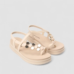 Sandália Feminina Mississipi Flatform Enfeite Metálico Bege