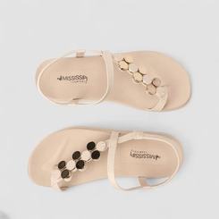 Sandália Feminina Mississipi Flatform Enfeite Metálico Bege