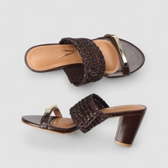 Tamanco Feminino Vizzano Tramado Marrom